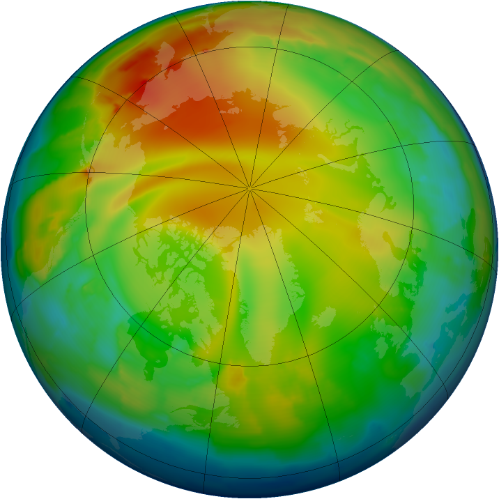 Arctic ozone map for 09 January 2013